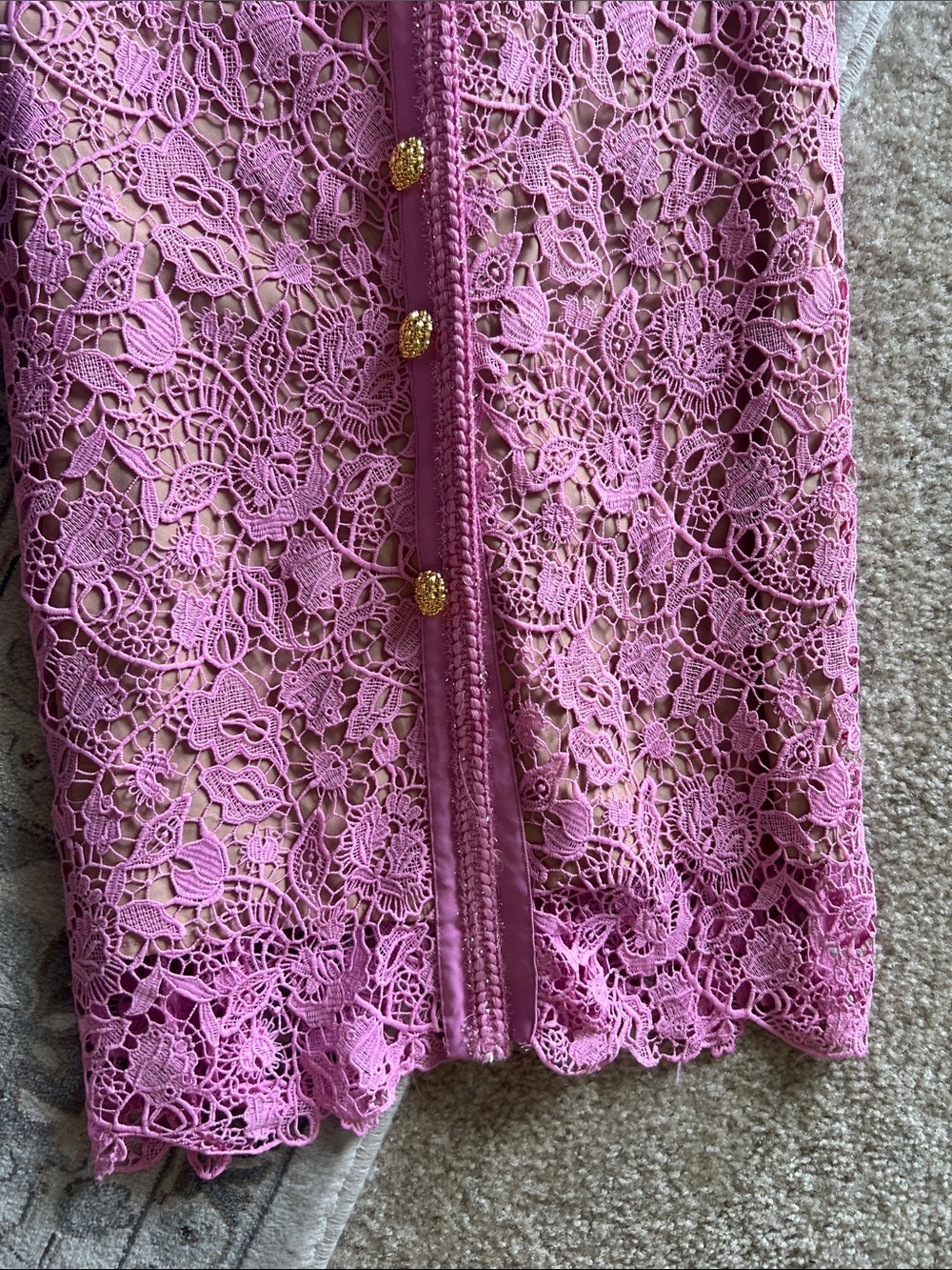 SP Style Pink Lace Button-Front Dress with Belt - Picture 5 of 12